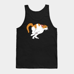 Running Hyperactive Orange and White Cat Supporting Tags Tank Top